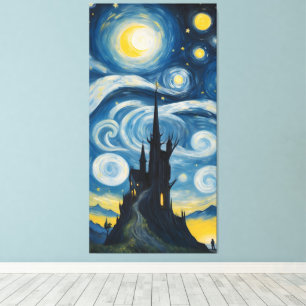 Starry Night Castle Leinwanddruck