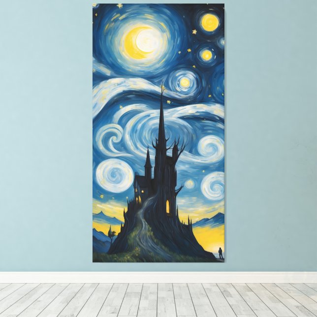 Starry Night Castle Leinwanddruck (Insitu (Holzboden))