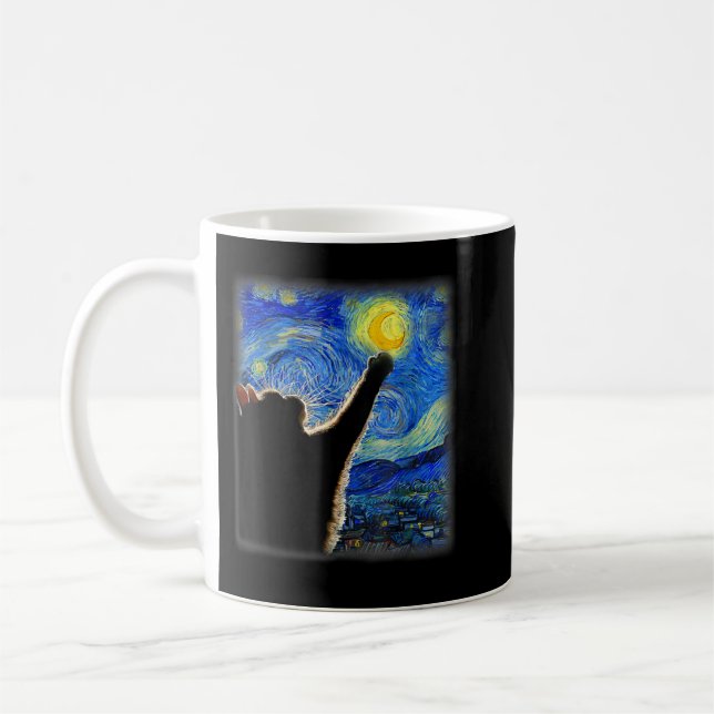 Starry Night Cat, Cat Mama, Cat Vater, Cat Lover,  Kaffeetasse (Links)