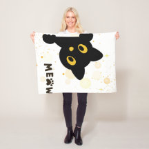 Starry Night Cat Fleece Blanket