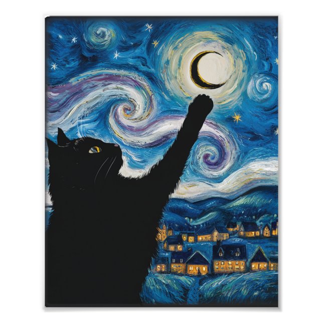Starry Night Cat Fotodruck (Vorne)