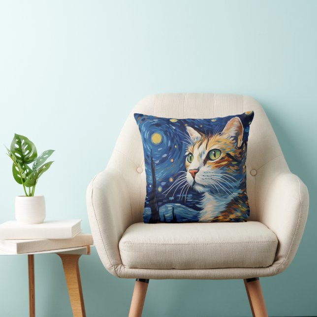 Starry Night Cat Kissen (Stuhl )