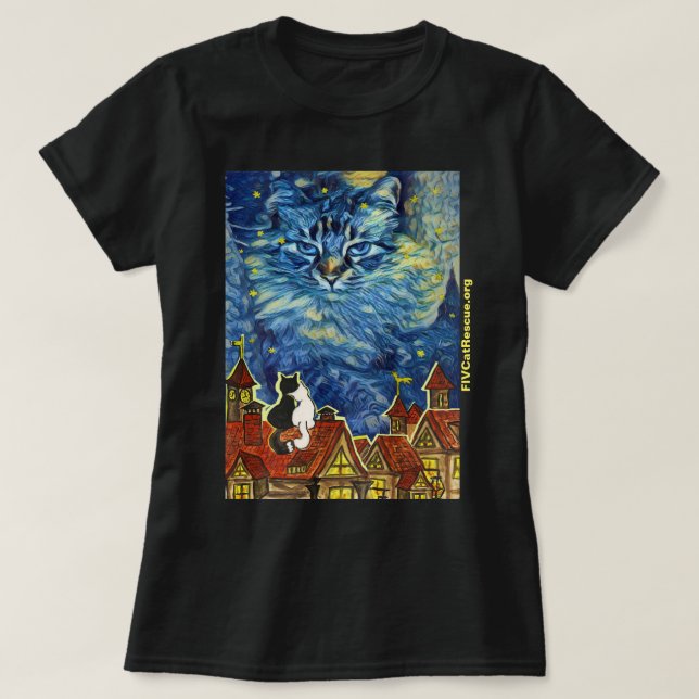 Starry Night Cat mit Website für Frauen T - Shirt (Design vorne)