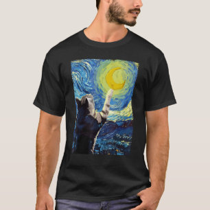 Starry Night Cat Painting Kitten Kitty Cat Mama Va T-Shirt