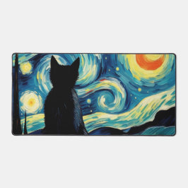 Starry Night Cat Schreibtischunterlage