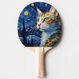 Starry Night Cat Tischtennis Schläger
