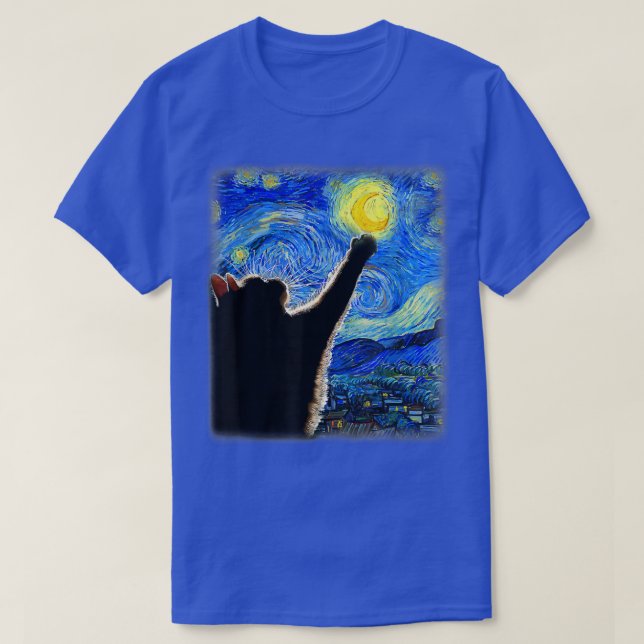Starry Night Cat, Van Gogh Cat, Cat Lover, Cat Mam T-Shirt (Design vorne)