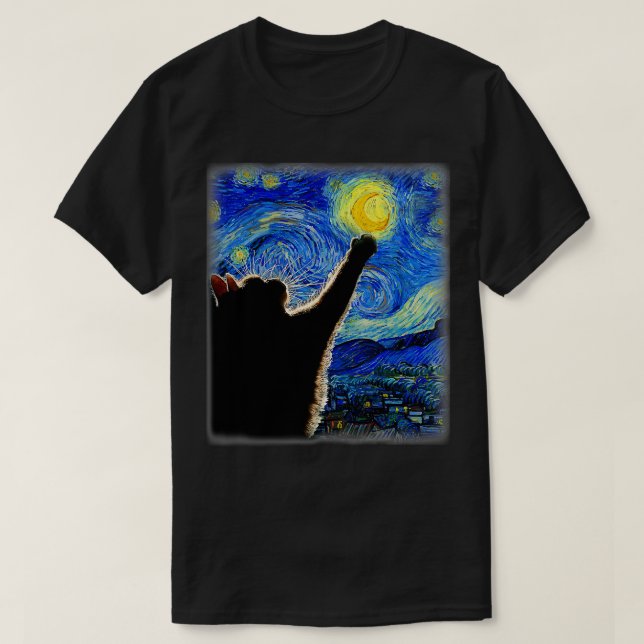 Starry Night Cat Van Gogh Cat Cat Lover Cat Mama C T-Shirt (Design vorne)