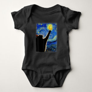 Starry Night Cat, Van Gogh Cat Lover Cat Vater Mam Baby Strampler