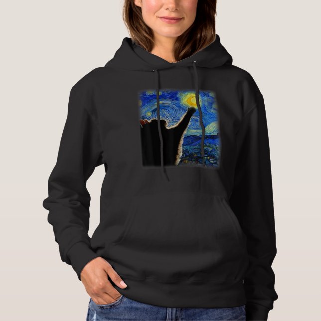Starry Night Cat, Van Gogh Cat Lover Cat Vater Mam Hoodie (Vorderseite)