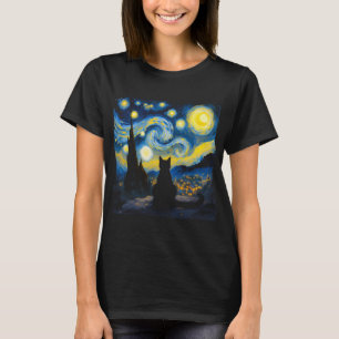 Starry Night Cat - Van Gogh Inspiriert Art T-Shirt