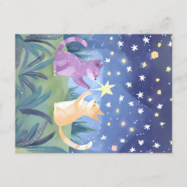 Starry Night Cats Postkarte