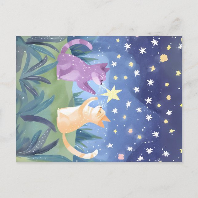 Starry Night Cats Postkarte (Vorderseite)