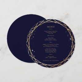 Starry Night Celestial Cosmic Wedding Round Menükarte