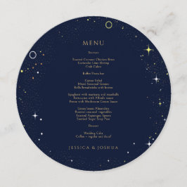 Starry Night Celestial Cosmic Wedding Round Menükarte