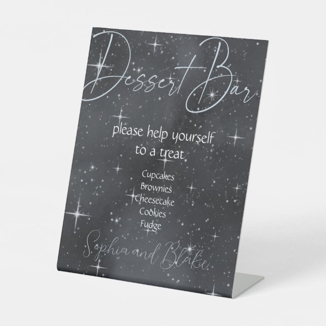 Starry Night Celestial Dessert Bar Pedestal Zeiche Sockelschild (Vorderseite)