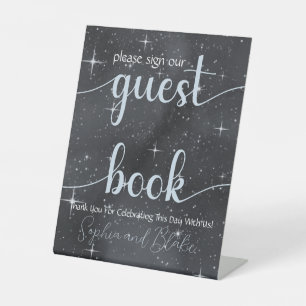 Starry Night Celestial Guest Book Pedestal Sign Sockelschild