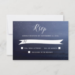 Starry Night Celestial Stars Wedding RSVP Card Karte