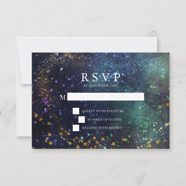 Starry Night Celestial Wedding RSVP Card Karte (Vorderseite)