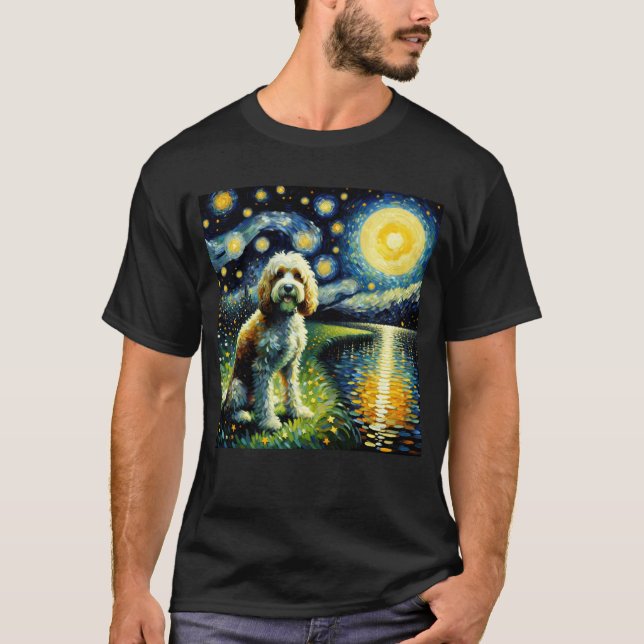 Starry Night Cockapoo Dog Van Gogh Lover T-Shirt (Vorderseite)