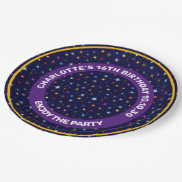 Starry Night Colorful Astronomisches nahtloses Mus Pappteller