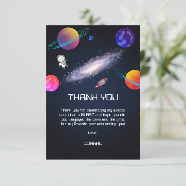 Starry Night Cosmic Quest Geburtstag Dankeskarte (Stehend Vorderseite)