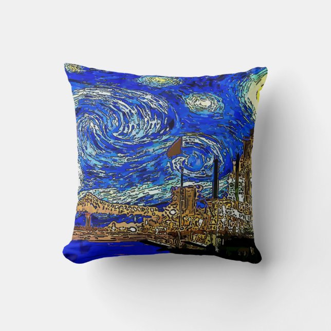 Starry Night Crescent City Kissen (Vorderseite)