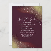 Starry Night Deep Crimson Save the Date Card