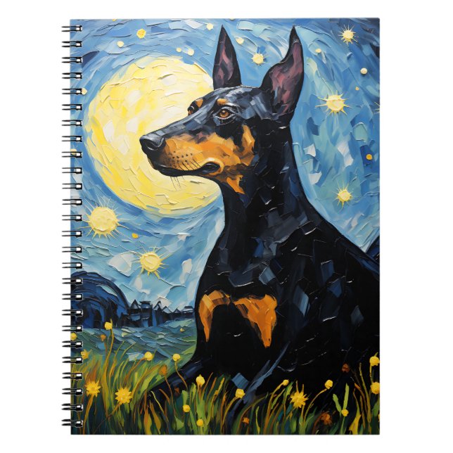 STARRY NIGHT DOBERMAN PINSCHER DOG NOTIZBLOCK (Vorderseite)