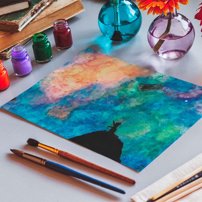 Starry Night Dog Stars Galaxy Wasserfarbe Poster (Von Creator hochgeladen)