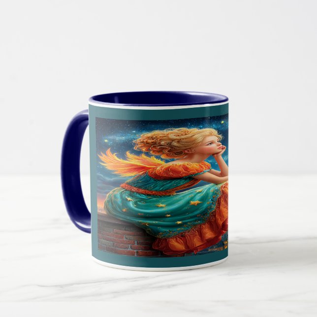 Starry Night Dreaming Fairy Magical Mug Tasse (Vorderseite Links)