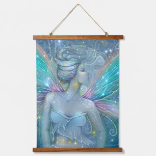 Starry Night Fairy Fantasy Art von Molly Harrison Wandteppich Mit Holzrahmen