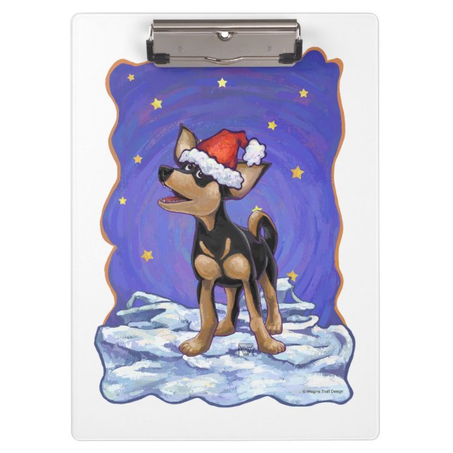 Starry Night Festive Chihuahua Klemmbrett (Vorderseite)