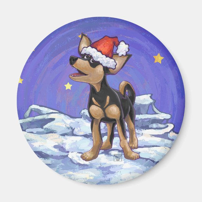Starry Night Festive Chihuahua Magnet (Vorne)