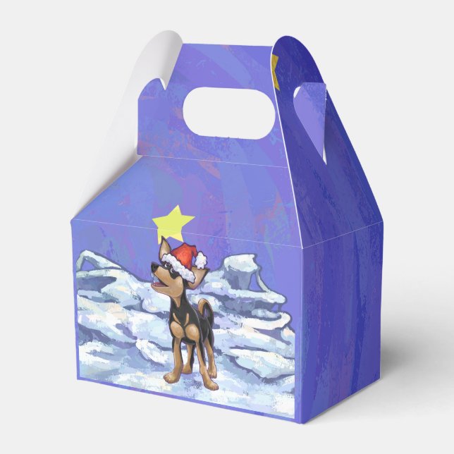 Starry Night Festive Chihuhua in Weihnachtsmannmüt Geschenkschachtel (Vorderseite)