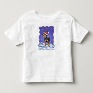 Starry Night Festive Chihuhua in Weihnachtsmannmüt Kleinkind T-shirt
