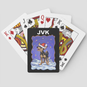 Starry Night Festive Chihuhua in Weihnachtsmannmüt Spielkarten