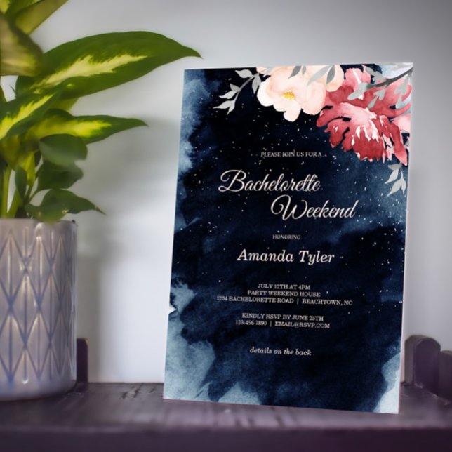 Starry Night Floral Bachelorette Wochenende Einladung (Von Creator hochgeladen)
