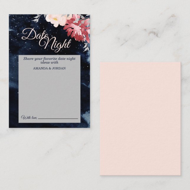 Starry Night Floral Wedding Date Night Addon Card Hinweiskarte (Vorne/Hinten)