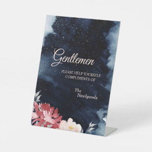 Starry Night Floral Wedding Gentlemen Badezimmer Sockelschild