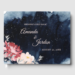 Starry Night Floral Wedding Guest Book Gästebuch