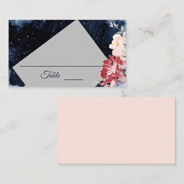 Starry Night Floral Wedding Platzkarte (Vorne/Hinten)