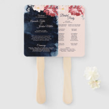 Starry Night Floral Wedding Program Hand Fan