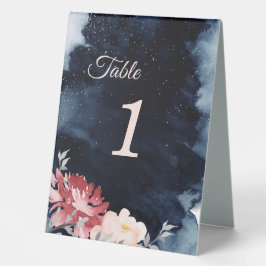 Starry Night Floral Wedding Tischnummer Zelt Sign Tischaufsteller