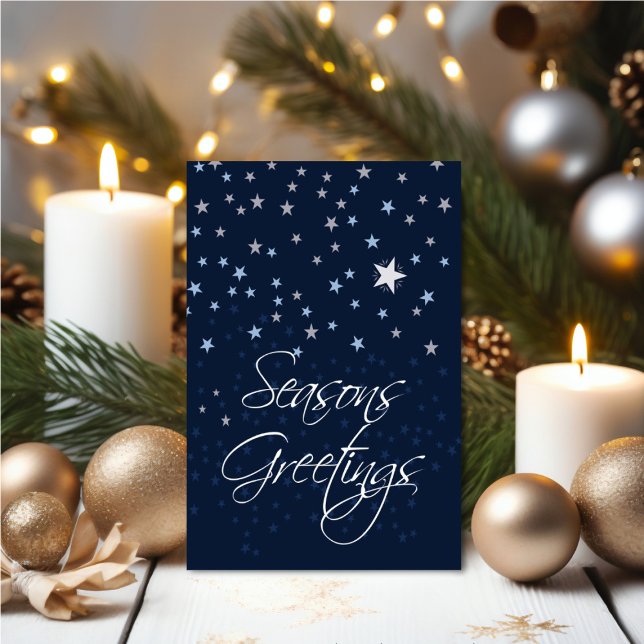 Starry Night Froher Festtage Karte (Starry Night Seasons Greeting Card - Modern Art by City Mouse Art)