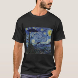 Starry Night Funny Van Gogh Gemälde UFO Alien Abd T-Shirt