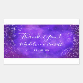 Starry Night Galaxy Watercolor Wedding Vielen Dank Rechteckiger Aufkleber