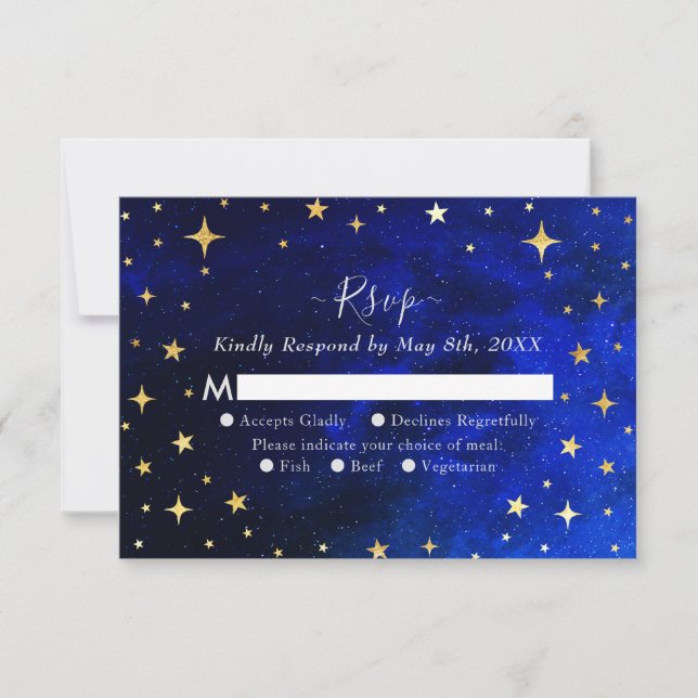 Starry Night Galaxy Wedding RSVP Karte (Vorderseite)
