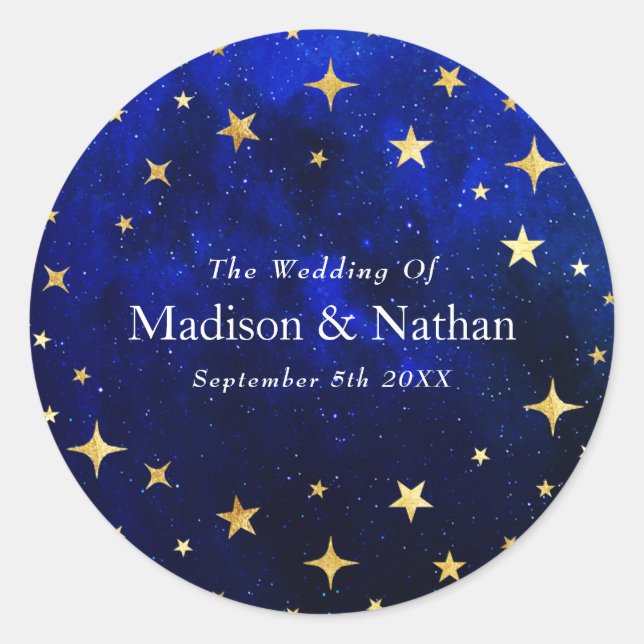 Starry Night Galaxy Wedding Runder Aufkleber (Vorderseite)