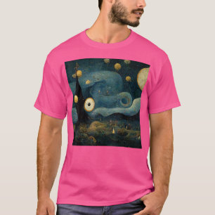Starry Night gemischt mit Hieronymus Bosch T - Shi T-Shirt